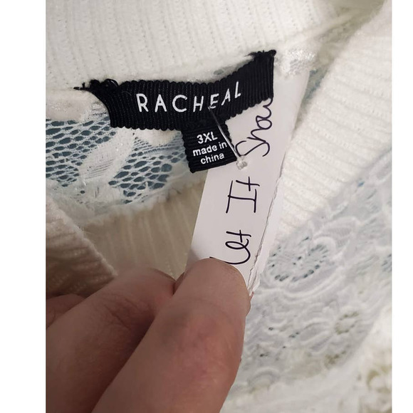 NWT! Racheal Super Soft Let It Snow Chic Lace-Detail Cream Sweater Plus Size 3XL - Picture 9 of 9